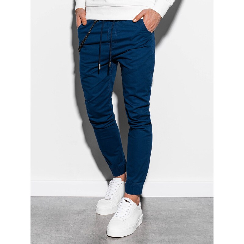 Ombre Clothing Pánské plátěné jogger kalhoty Cowal navy P908