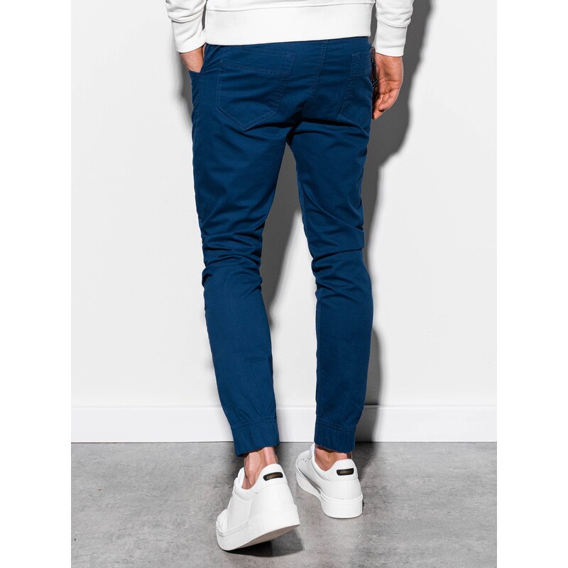 Ombre Clothing Pánské plátěné jogger kalhoty Cowal navy P908