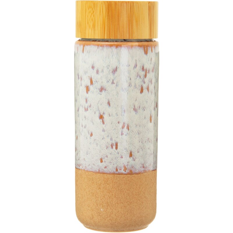 Sass & Belle Bílá keramická láhev s bambusovým víčkem