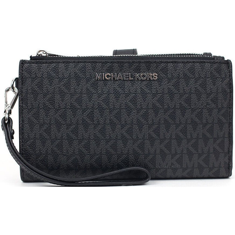 Michael Kors Jet Set Travel Double Zip Wristlet Black Silver