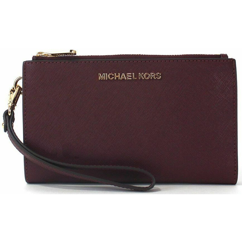 Michael Kors Jet Set Double Zip Phone Wallet Wristlet Merlot