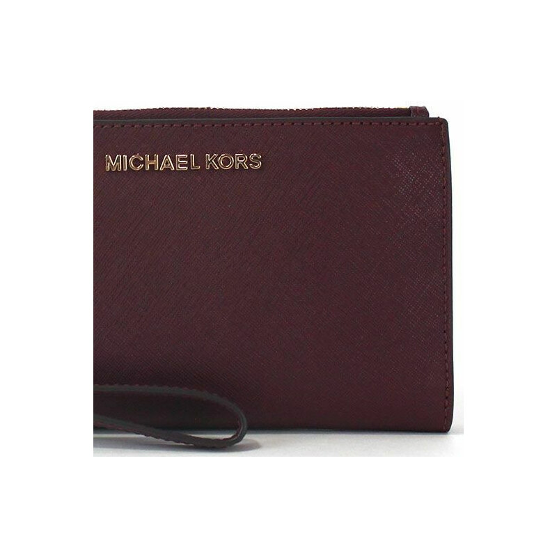 Michael Kors Jet Set Double Zip Phone Wallet Wristlet Merlot