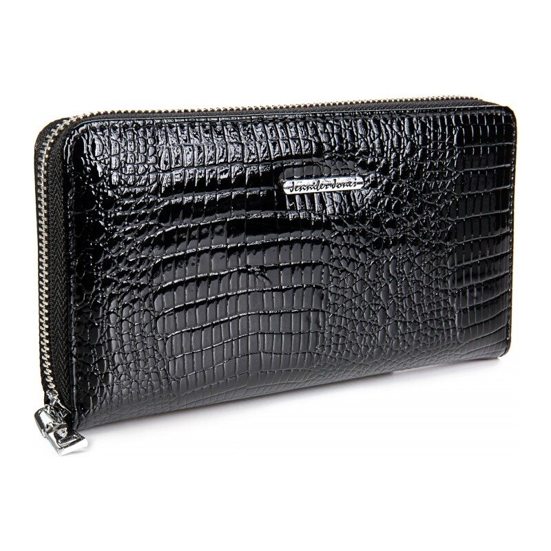 Jennifer Jones Velká dámská kožená peněženka na zip 5247-2 - černá