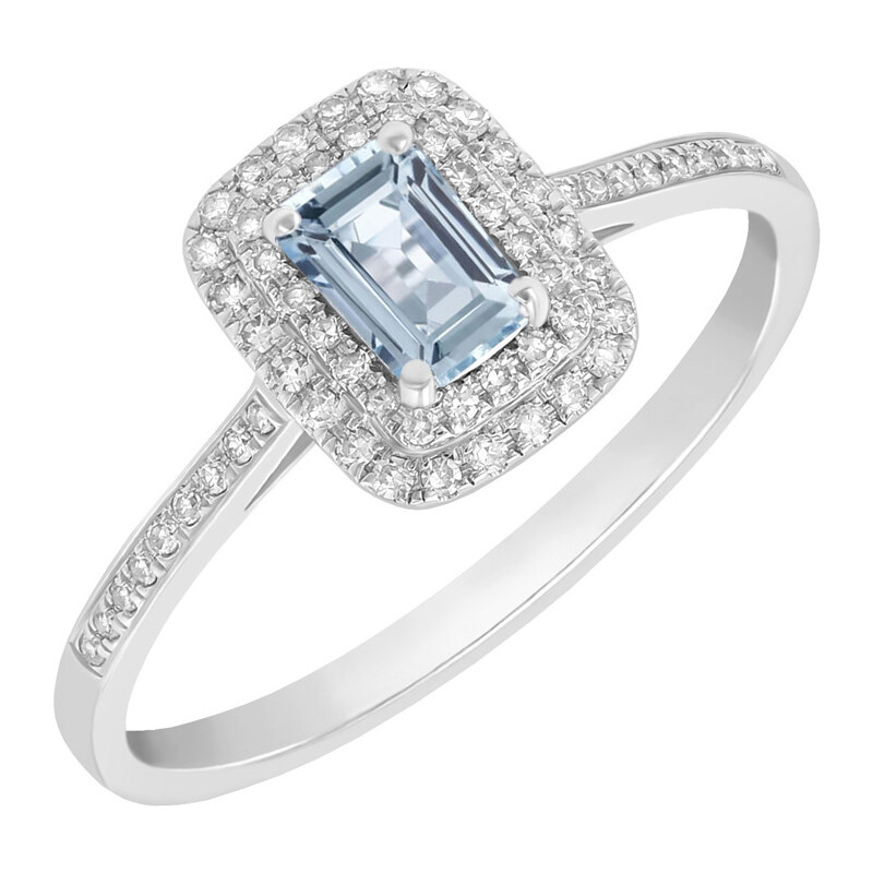 Eppi Zlatý prsten s akvamarínem a diamanty Amalea