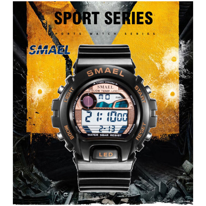 Sportovní digitální hodinky Smael 0931 zlaté