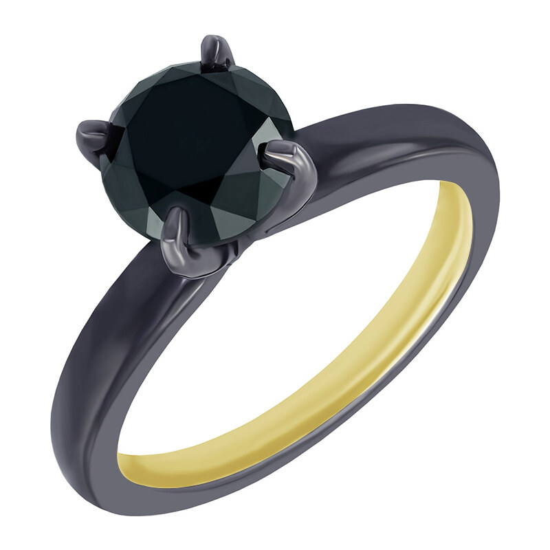 Eppi Zlatý prsten s černým rutheniem a 2ct černým diamantem Harley