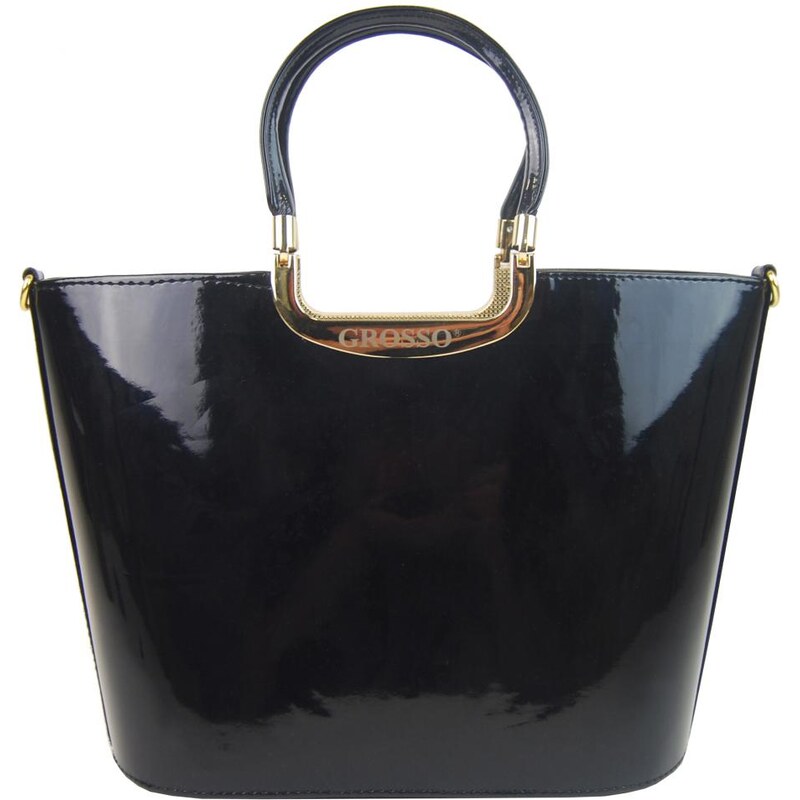 Barebag Luxusní kabelka černá lakovaná S7 zlaté kování GROSSO - GLAMI.cz