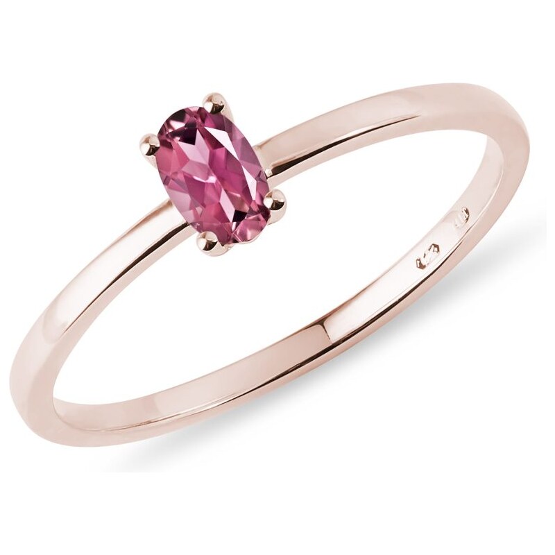Minimalistický prsten s turmalínem v růžovém zlatě KLENOTA K0772084