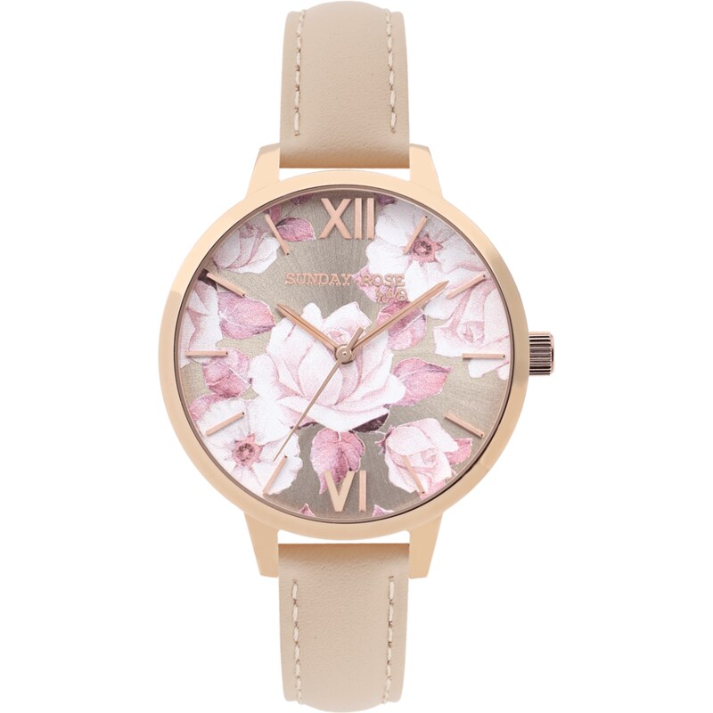 JVD Dámské elegantní náramkové hodinky SUNDAY ROSE Spirit PEACH