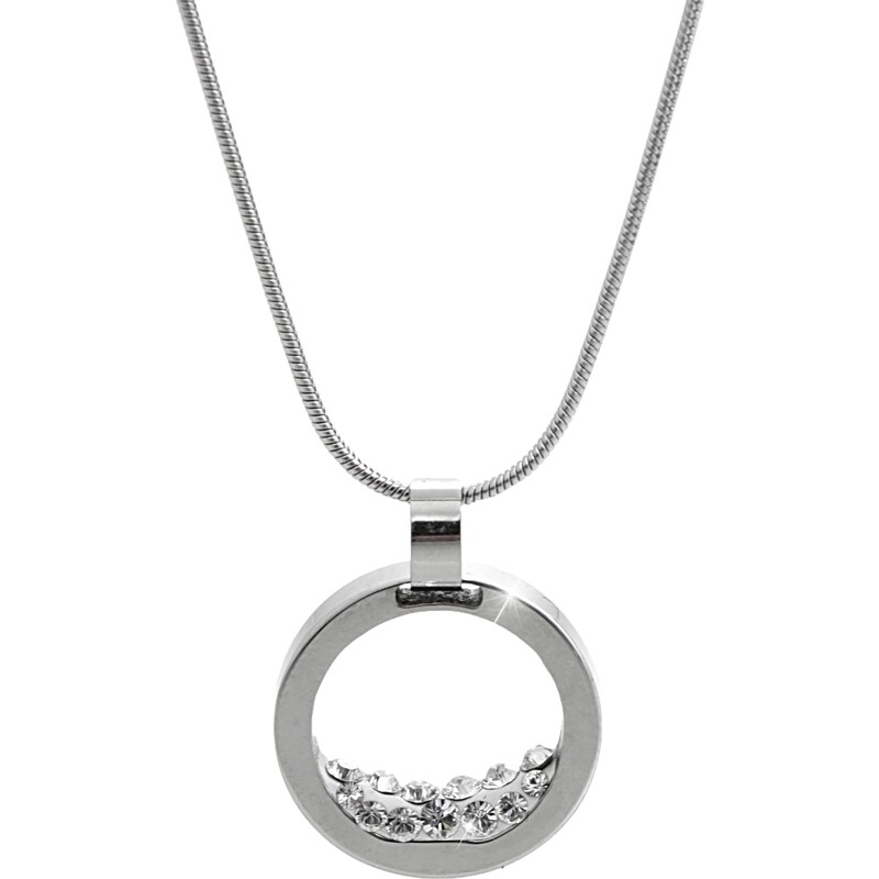 SkloBižuterie-J Ocelový náhrdelník kruh s kameny Swarovski Crystal