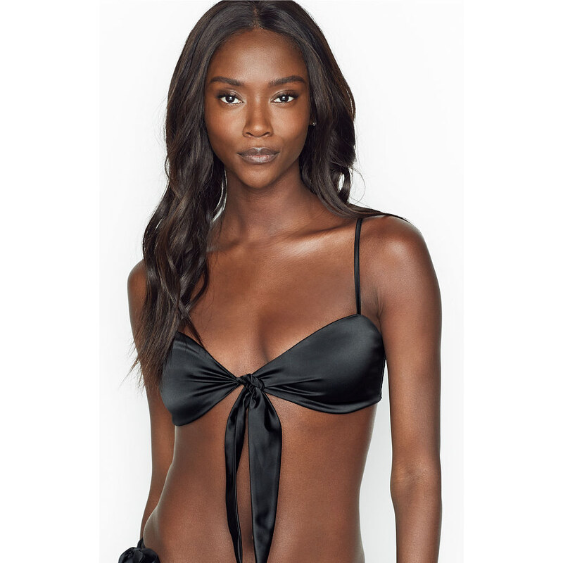 Victoria's Secret Podprsenka Unlined Tie-front Bandeau Black