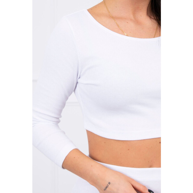 MladaModa Komplet sukně a crop-topu model 9084 bílý 51436180