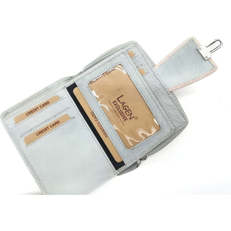 Dámská kožená peněženka LAGEN Lea - šedá/růžová