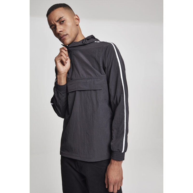 Urban Classics Přetahovací bunda z vlnitého nylonu blk/wht