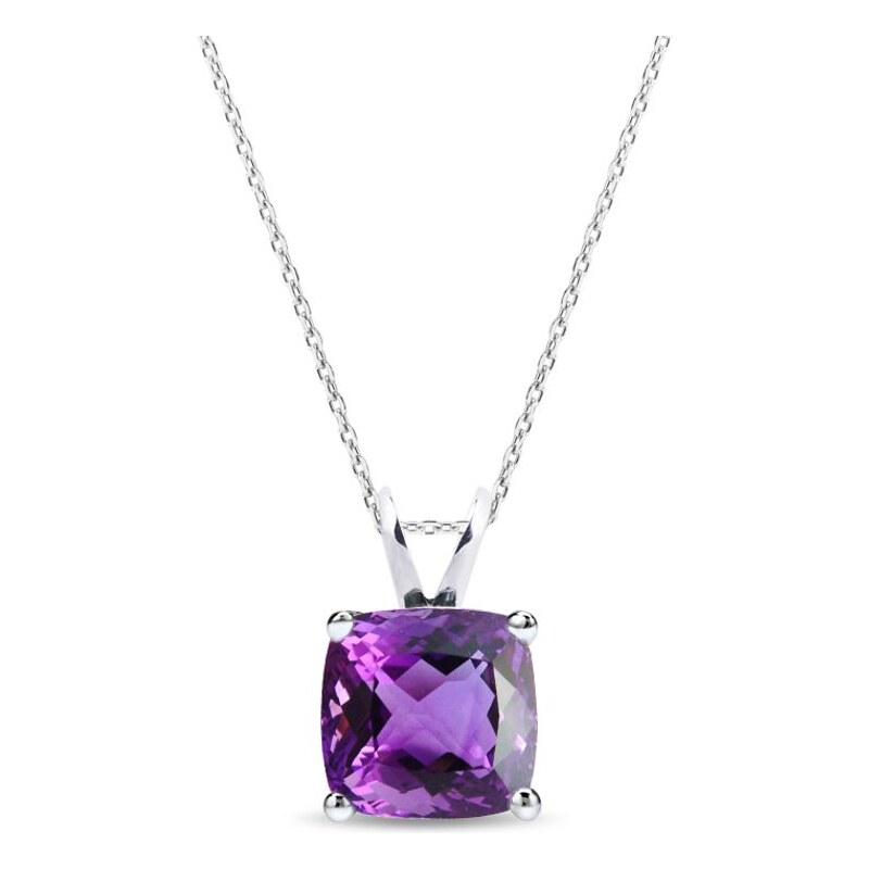 Stříbrný náhrdelník s fialovým ametystem KLENOTA k0467019