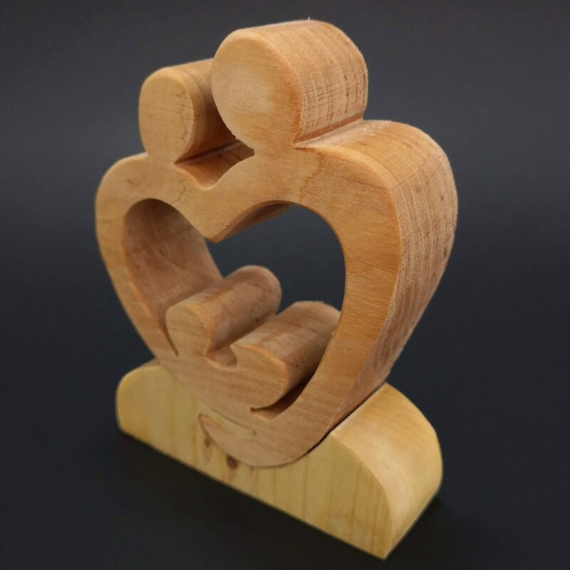 AMADEA Dřevěné puzzle betlém v srdci, masivní dřevo dvou druhů dřevin, 9x12x3 cm