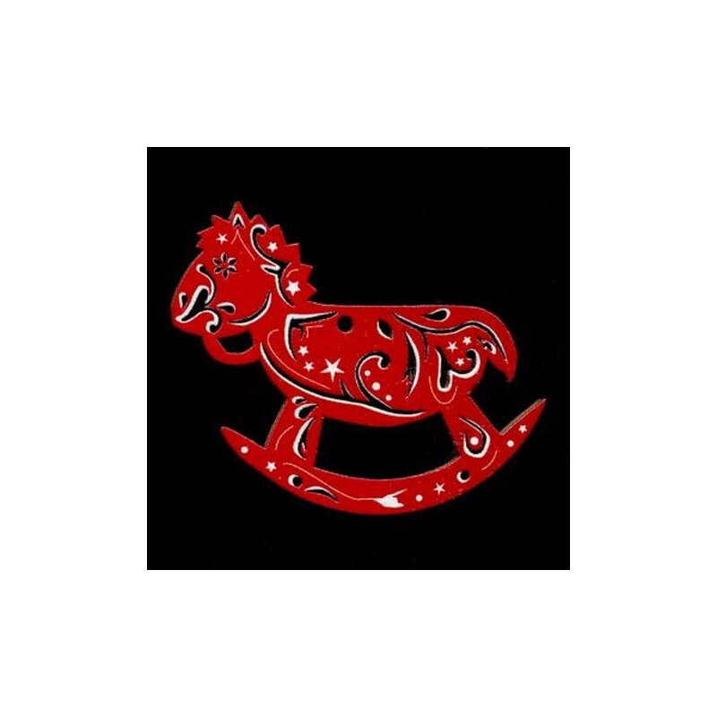 AMADEA Dřevěná ozdoba červená houpací kůň 6 cm