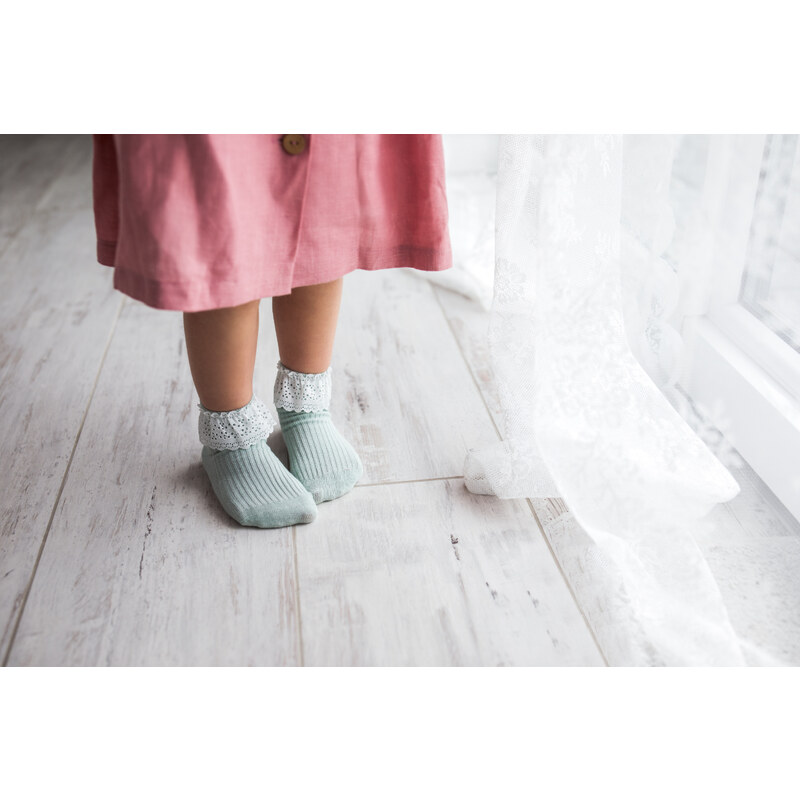 Mama's Feet Dětské ponožky Vintage Love Minty mintové