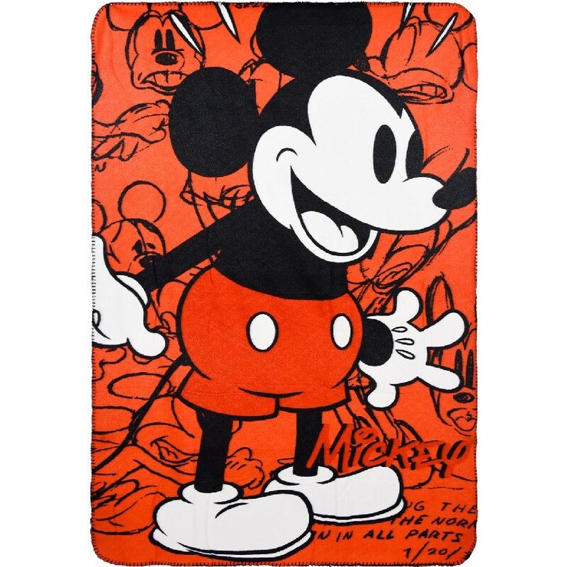 DISNEY MICKEY MOUSE ČERVENÁ FLEECOVÁ DEKA