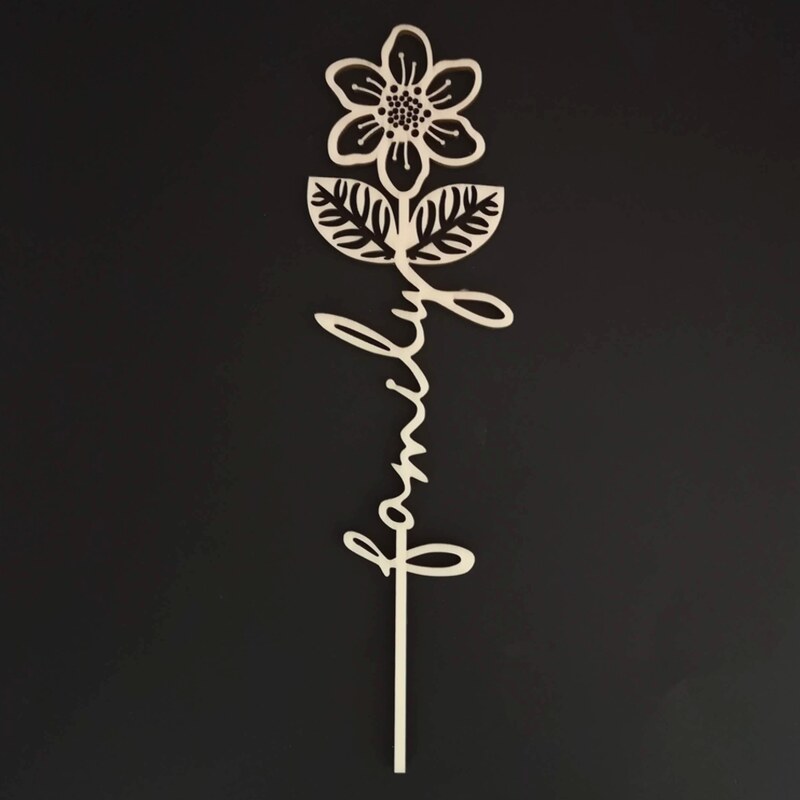 AMADEA Dřevěný zápich květina - Family, délka 28 cm