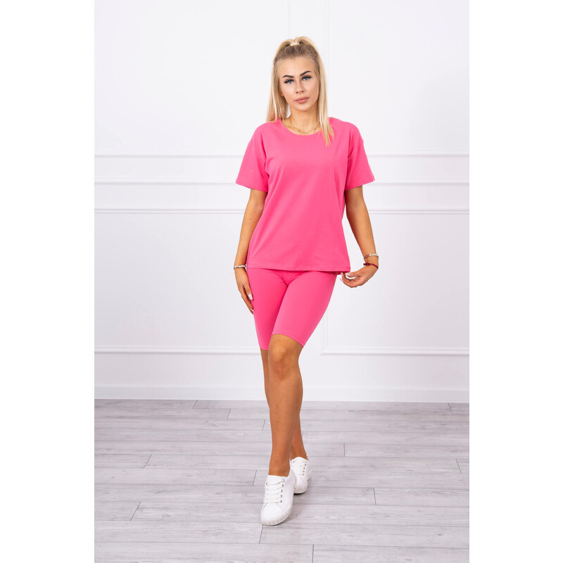 MladaModa Souprava top + krátké legíny model 9099 fuchsiová
