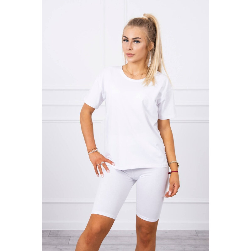 MladaModa Souprava top + krátké legíny model 9099 bílá 51436012