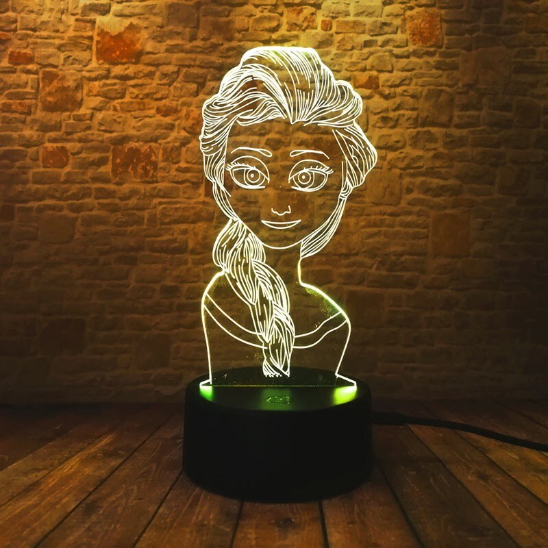 Frozen 3D LED Lampička Elsa Ledové království