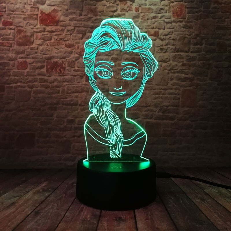 Frozen 3D LED Lampička Elsa Ledové království