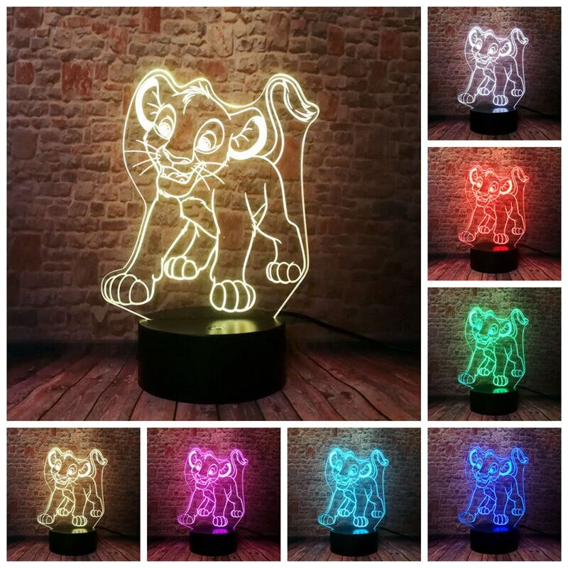 3D LED Lampička Simba Lví král