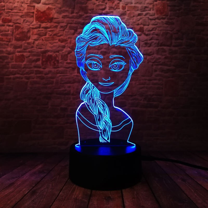 Frozen 3D LED Lampička Elsa Ledové království