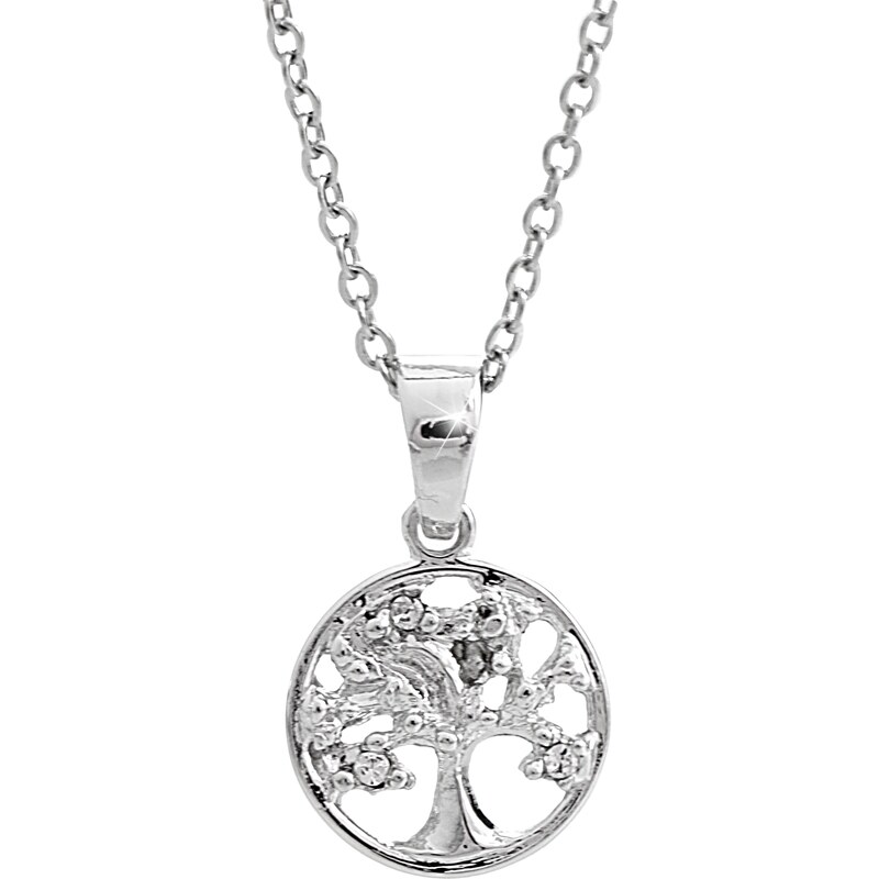 SkloBižuterie-J Ocelový náhrdelník Rozkvetlý strom života Swarovski Crystal