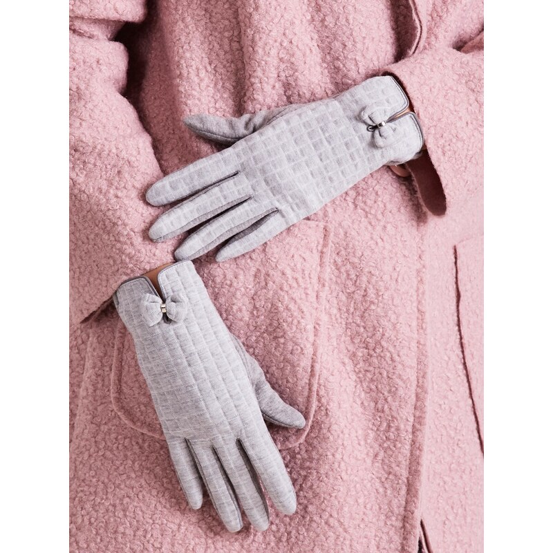 Fashionhunters Šedé kostkované dámské rukavice