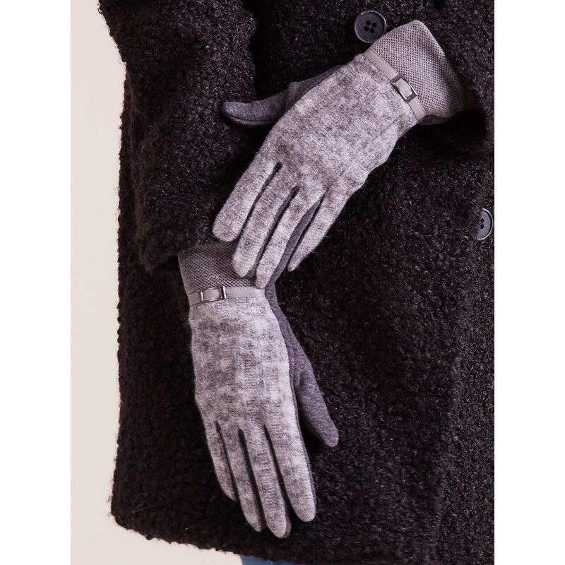 Fashionhunters Palčáky s pleteným tmavě šedým modulem