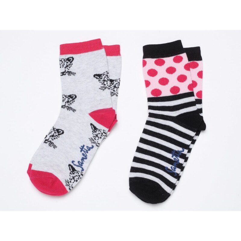 Ewers Dětské ponožky Puntíky a Proužky růžové (2ks)
