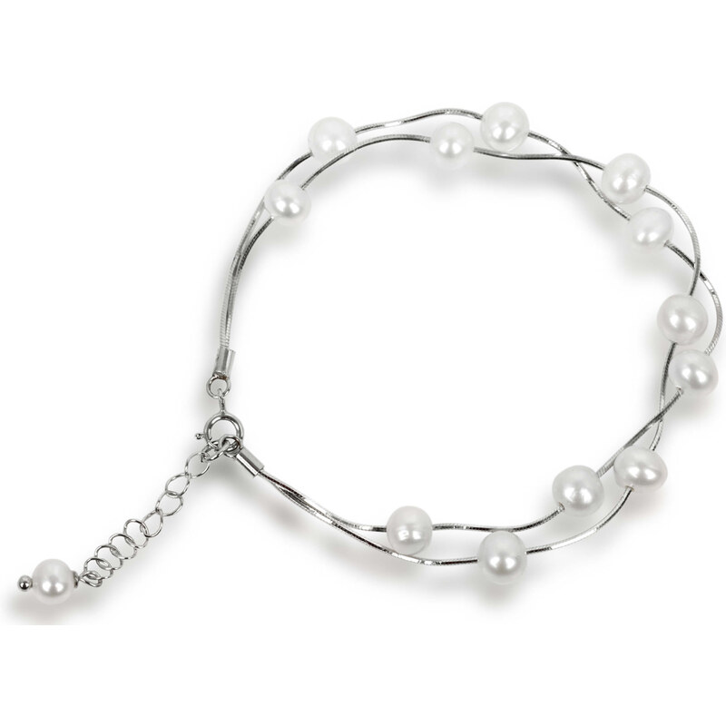 JwL Luxury Pearls Jemný náramek z pravých bílých perel JL0174