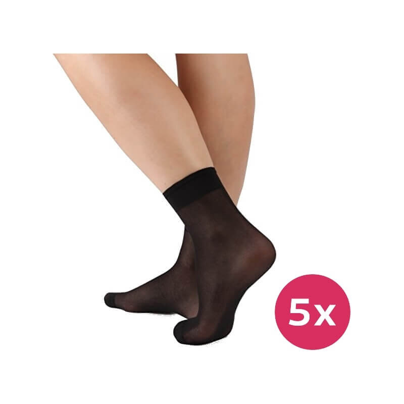 Evona 5 PACK - dámské ponožky Napolo 999 černé 25-27
