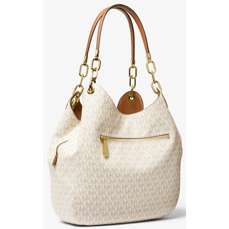 Michael Kors Kabelka Lillie Signature Chain Shoulder Tote Vanilla Acorn Gold