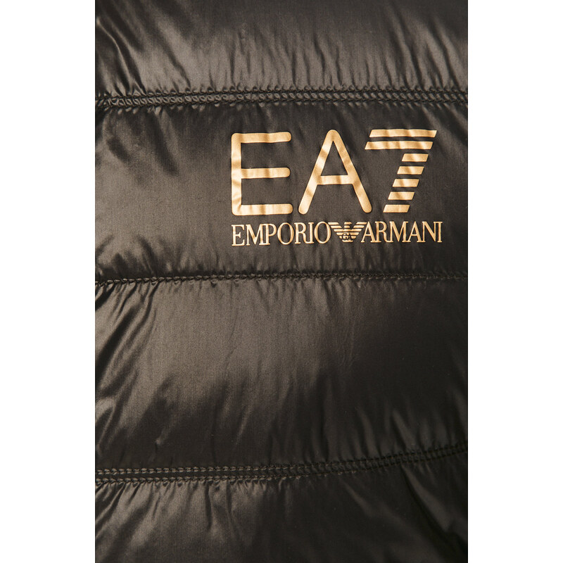 Péřová bunda EA7 Emporio Armani černá barva, přechodná