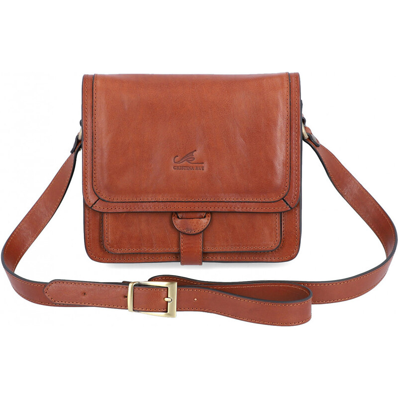 CRISTINA RUI Luxusní Italská kožená crossbody kabelka Piacenza Hnědá 51560798
