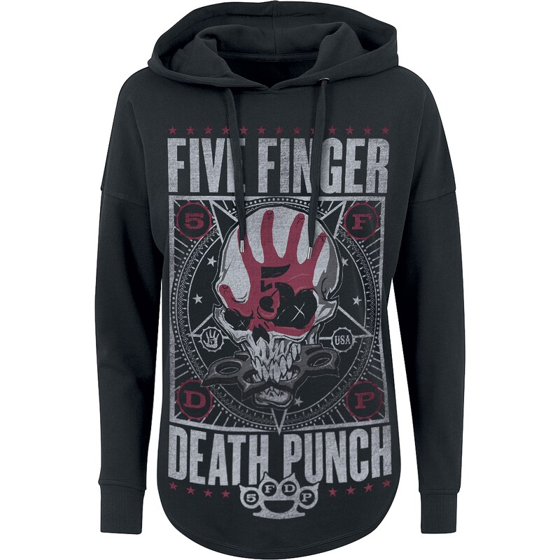 Five Finger Death Punch - Star Skull - Mikina s kapucí - černá/použitý  vzhled - GLAMI.cz
