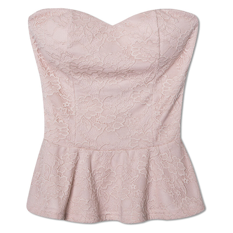 Tally Weijl Pink Lace Embroidered Peplum Bustier Top