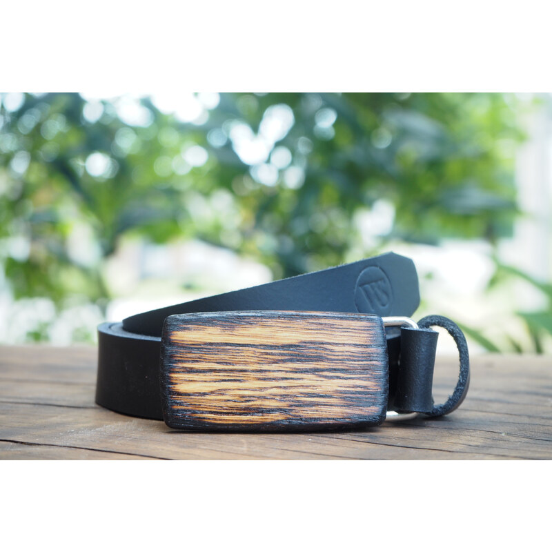 Wood Style Opasek Slim Opalovaný
