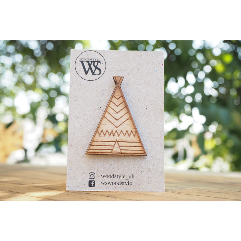 Wood Style Brož Teepee 51578545