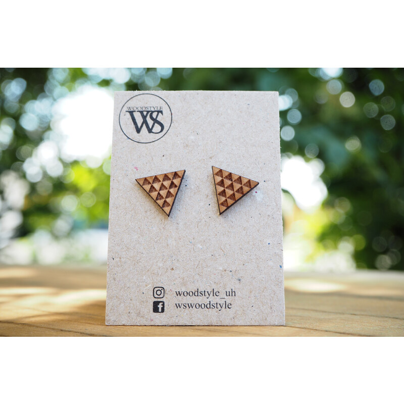 Wood Style Náušnice gravírované Triangle