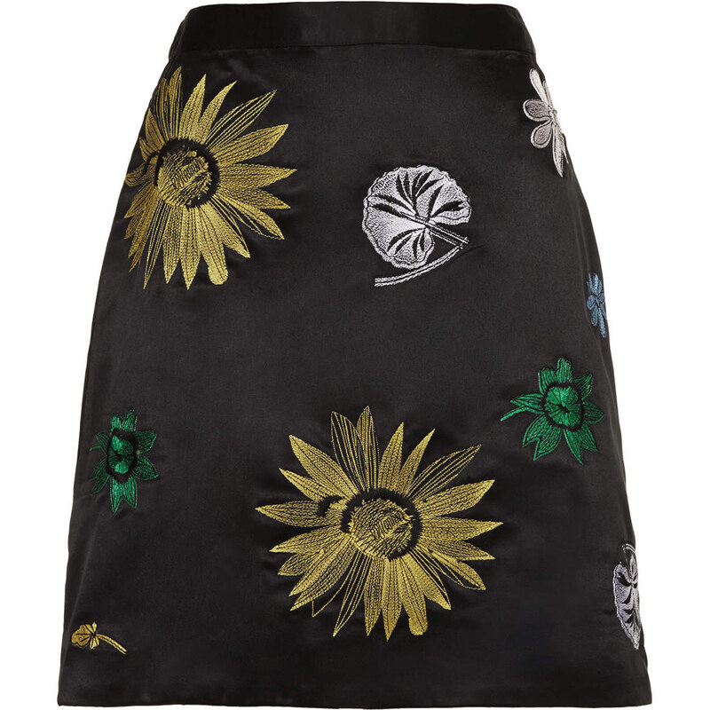 Topshop Navy Tokyo Flower Skirt