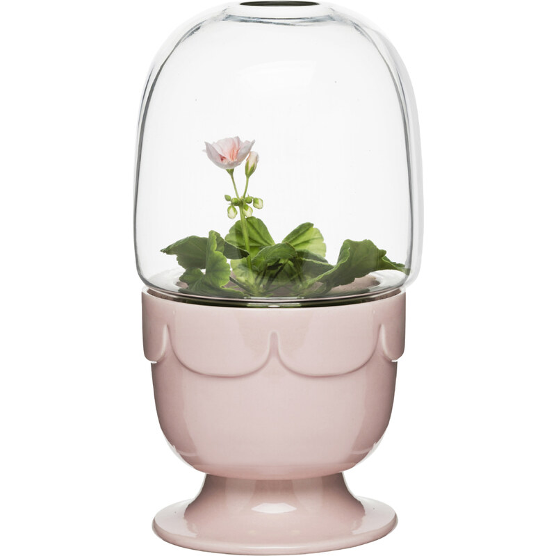 SAGAFORM Květináč s poklopem Green 5017186, porcelán/sklo, v.23,3 cm, růžový