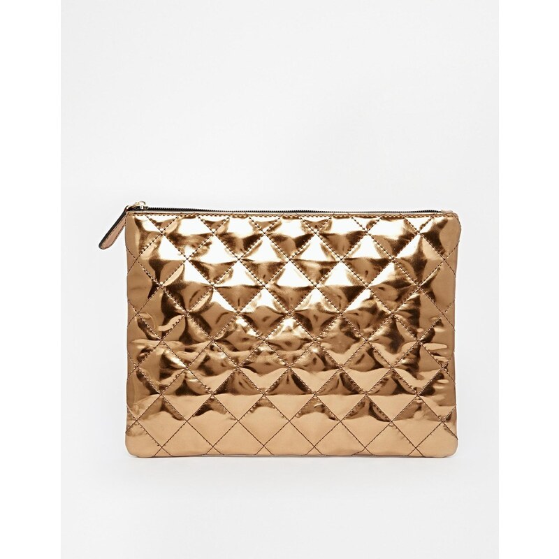 ASOS Metallic Quilted Clutch Bag - Gold