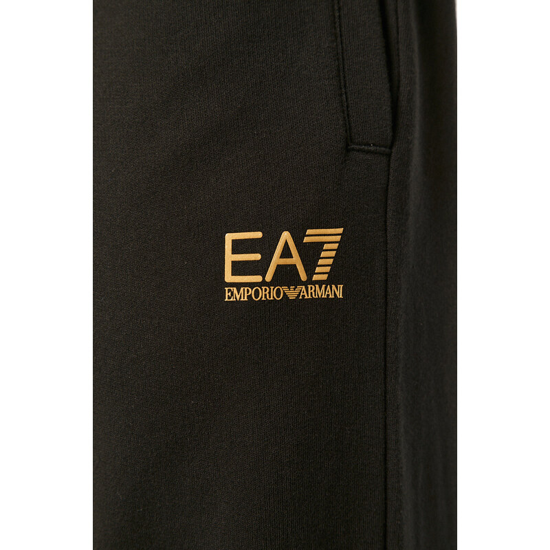 Bavlněné tepláky EA7 Emporio Armani černá barva
