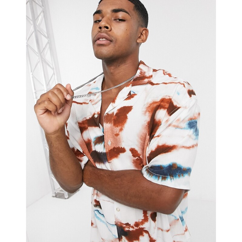 Pull&Bear graffiti printed shirt in multi colour