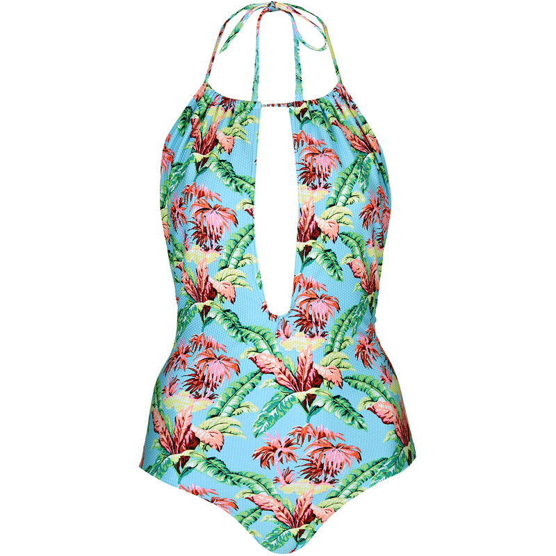 Topshop Tropical Halter Swimsuit